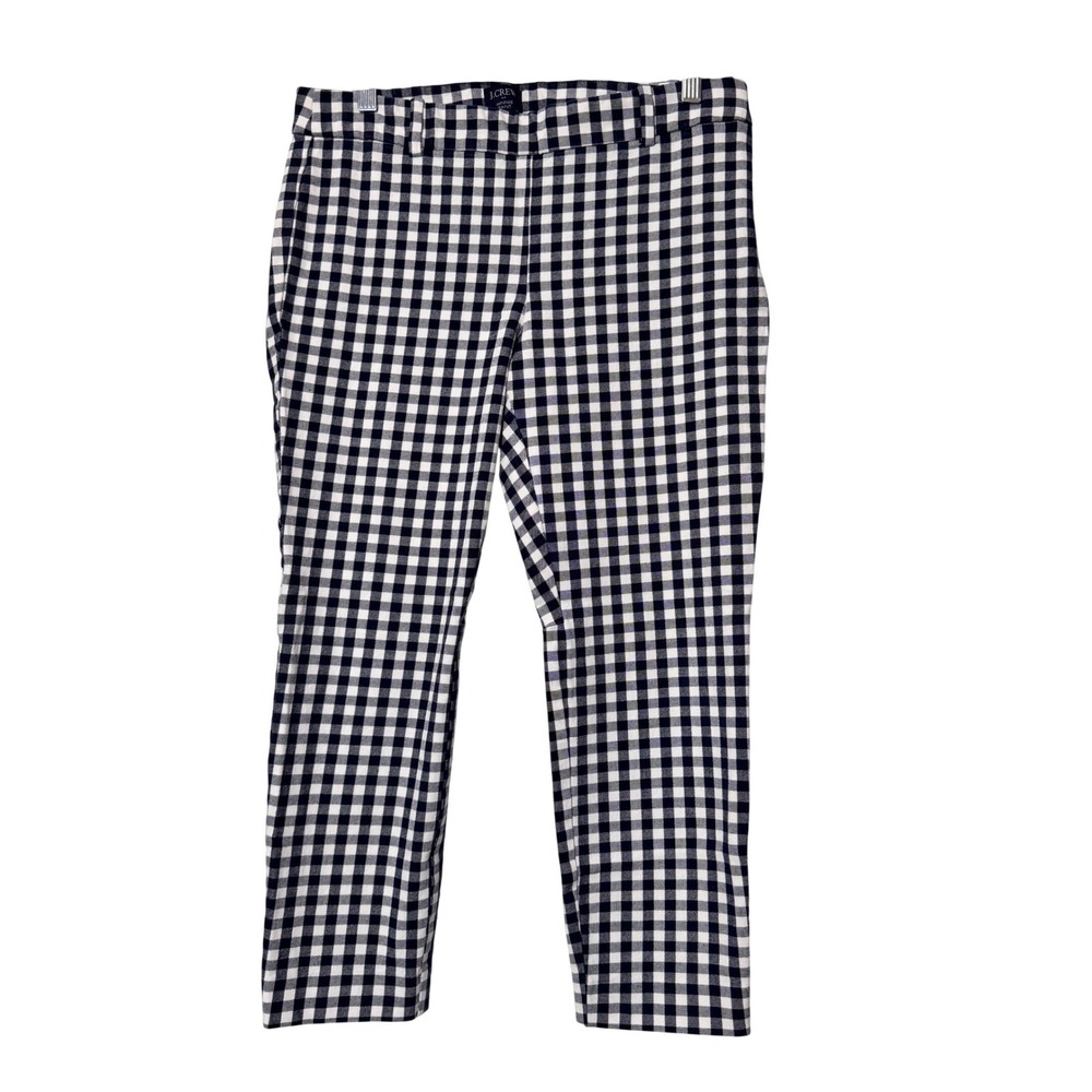 J. Crew Winnie‎ Pant Navy White Gingham Check Ankle Length Size 8
